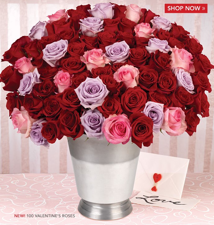 100 Valentine Roses & Wine Chiller