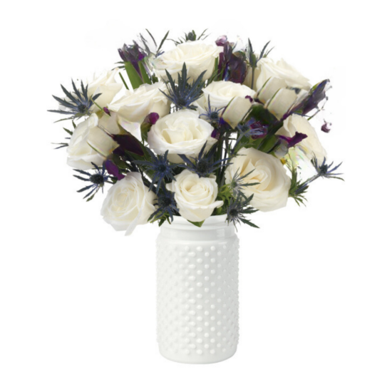 White Roses & Thistle Bouquet