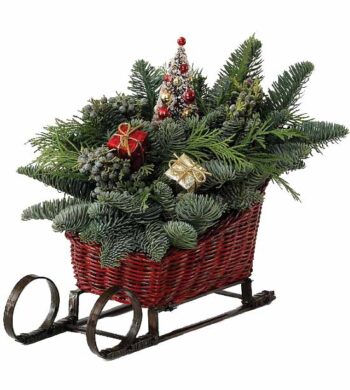 Fresh Evergreen Sleigh Ride Centerpiece
