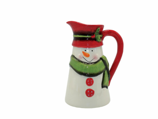 Snowman Pitcher with Red Hat