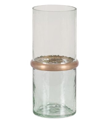 Glass with gold band on middle 12 inches high