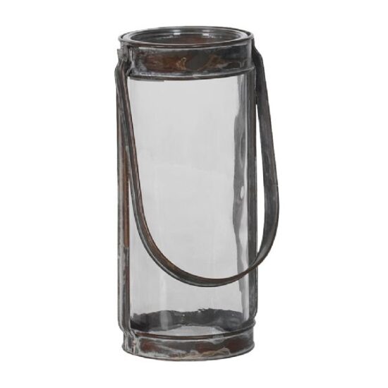 Glass Vase with Antique Metal Handle with candle rated glass