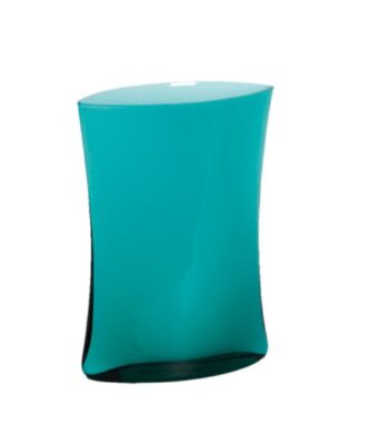 Turquoise Glass Vase, 8" high