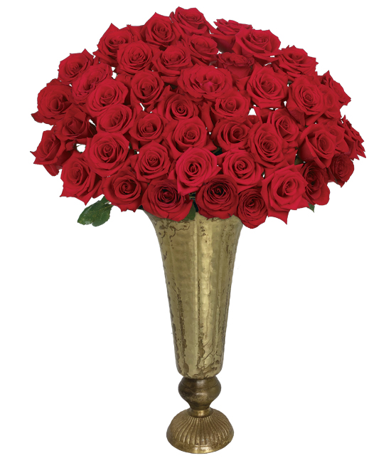 Fifty Long Stem Red Roses with Vase