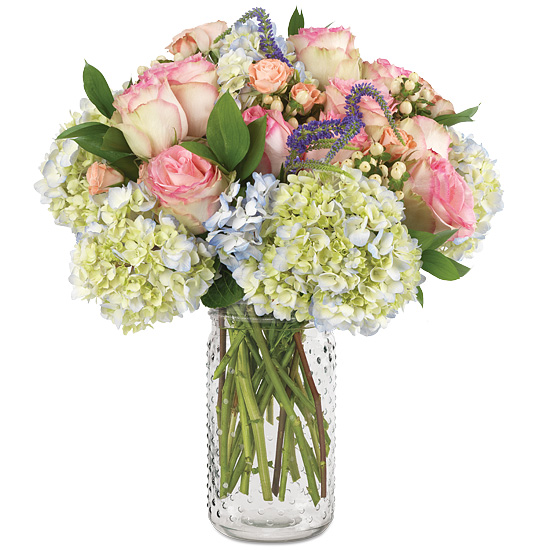 Fair Trade Certified Pink Roses & White Daisies with Pink Vase by 1-800 Flowers