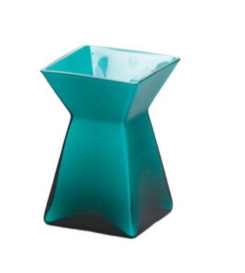 Turquoise 4 x 4 x 6 glass vase