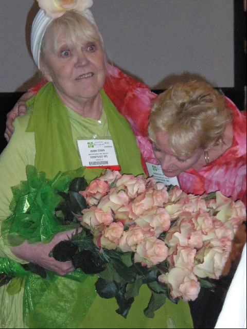 Bobbie receives the news that the new rose variety "High & Icon" is named in her honor.