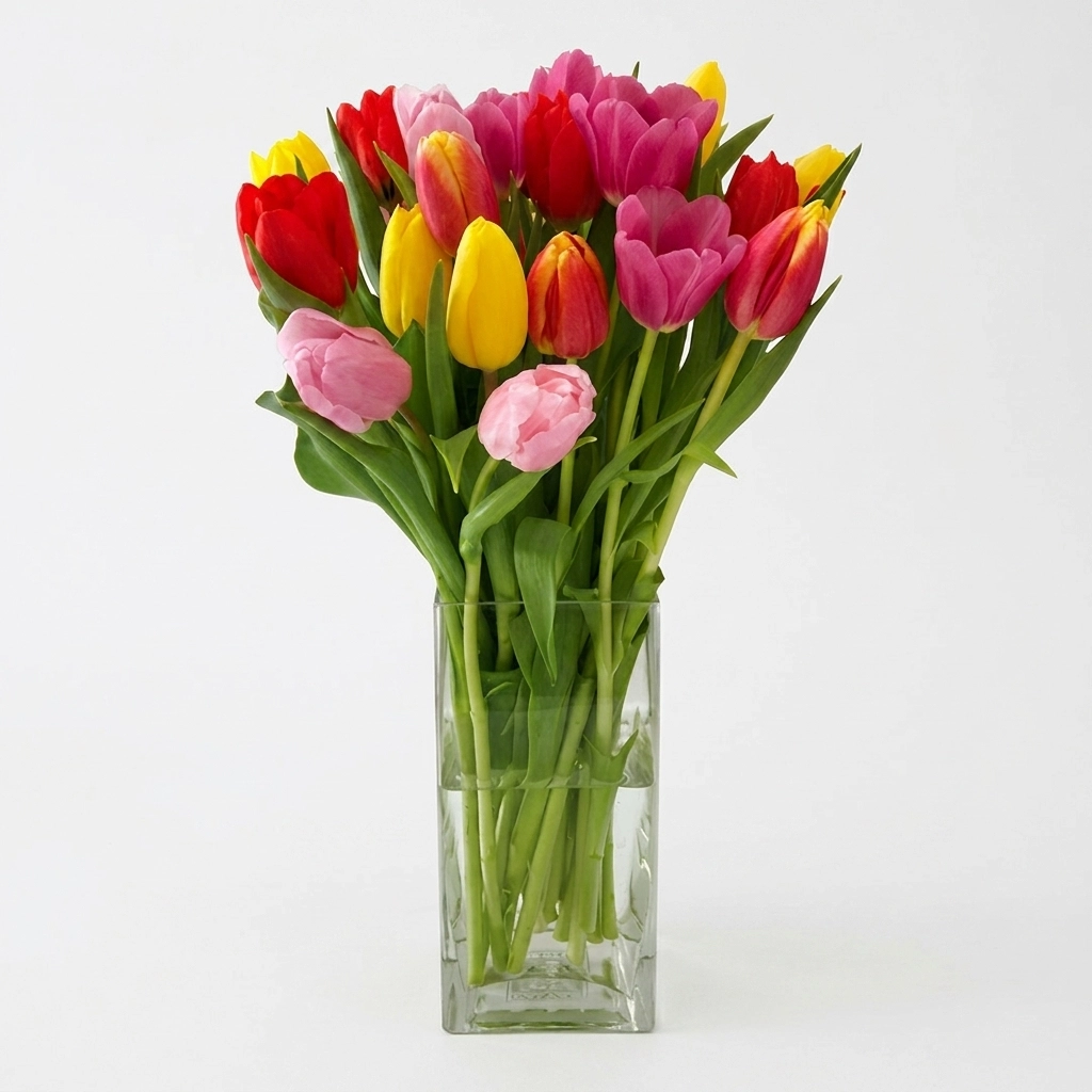 Spring Tulip Bouquet Clear Vase