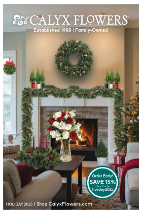 Cover to the 2025 Calyx Flowers Holiday Catalog