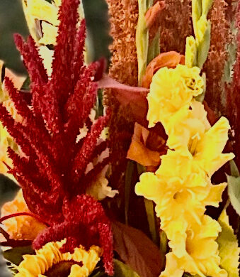 Gladiolus, Amaranth & Sunflowers