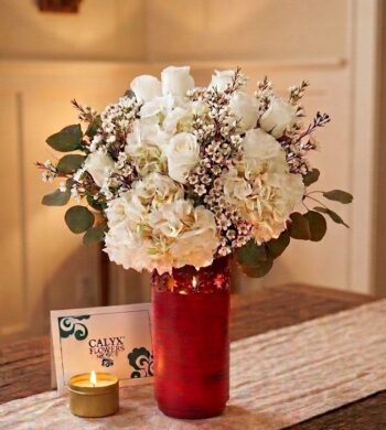 Red Vase with embellished stars at the top