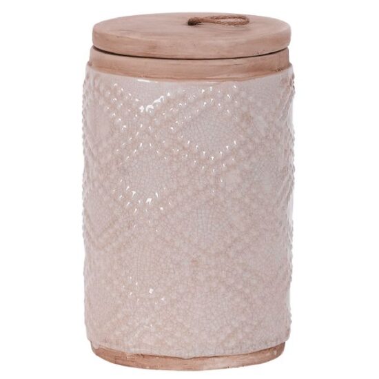 10 inch ceramic vase with wood accents
