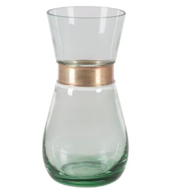 Glass with gold band on middle 10 inches high
