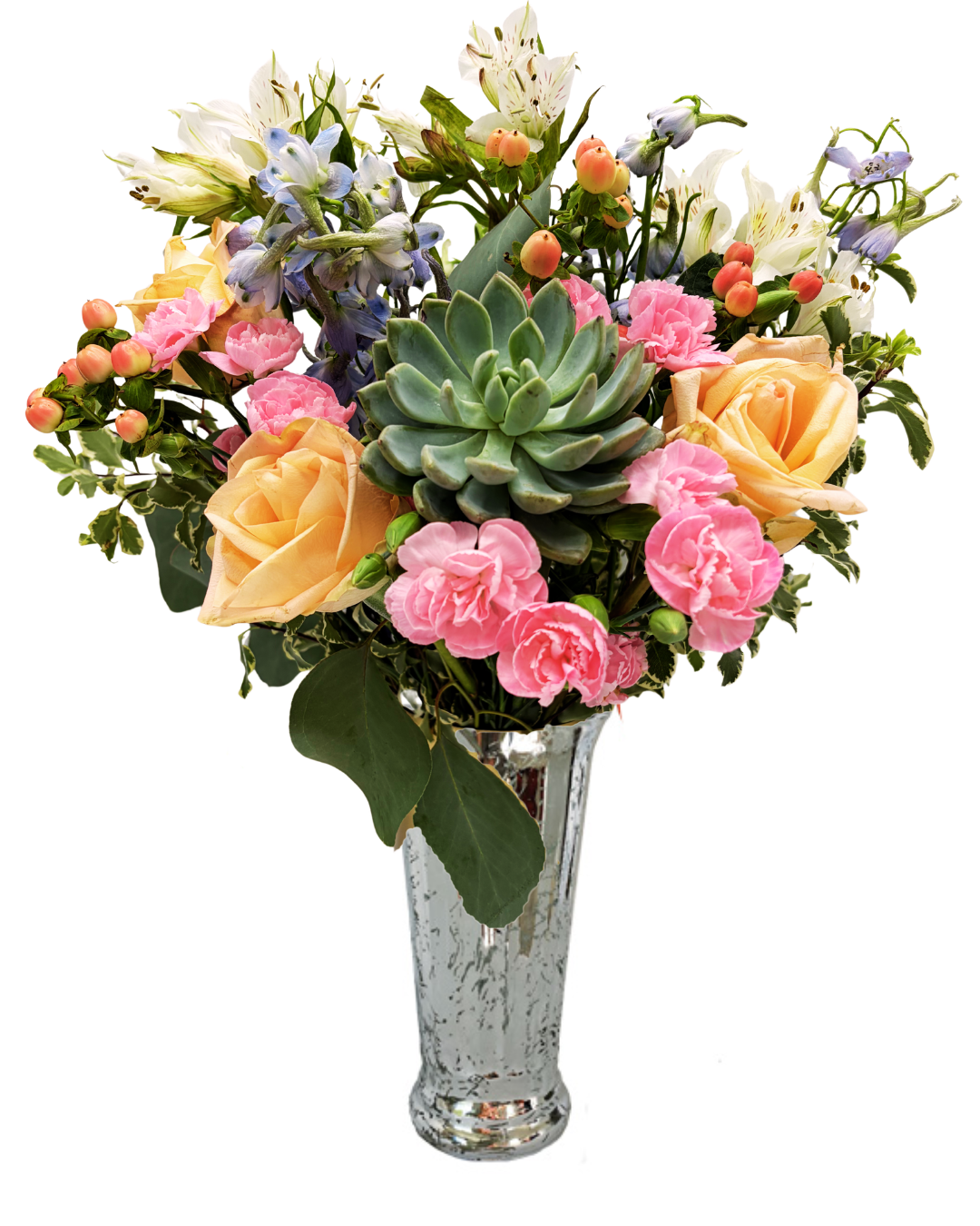 peach roes & pink blooms