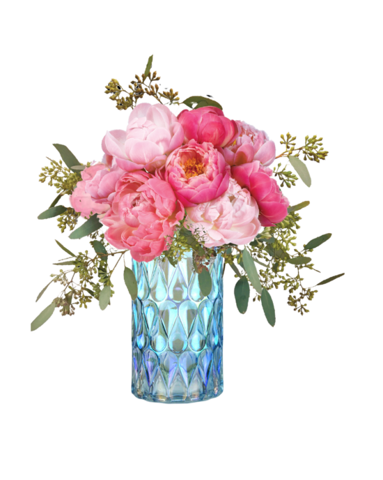 Glass Blue Pattern 9 inches high vase
