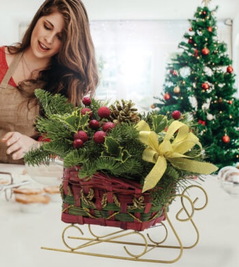Fresh Evergreen Sleigh Ride Centerpiece