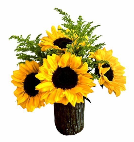 Sunflowers & Bark Vase