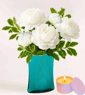 Peony White & Turquoise Vase