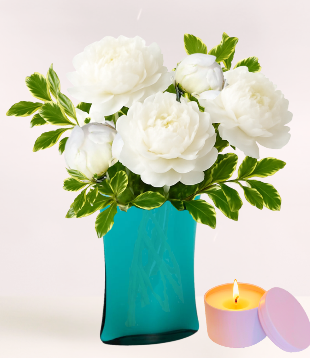 Peony White & Turquoise Vase